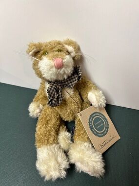 Vintage The Boyd’s collection Plush Tan and White Cat with Gingham Bow Catherine